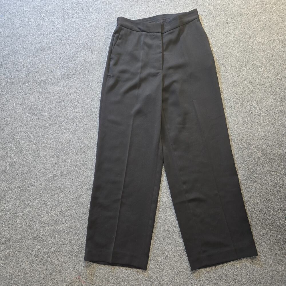 Quince Pants Women Size 12 Black Wide Leg Flat Front Zip Closure Pockets Capsule